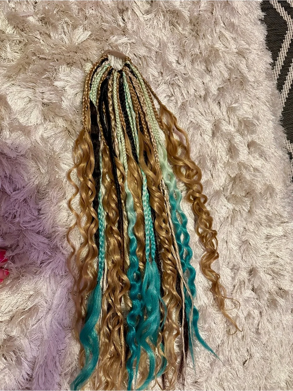 Braided Hair Extension Accent Strands - Mint and Brown